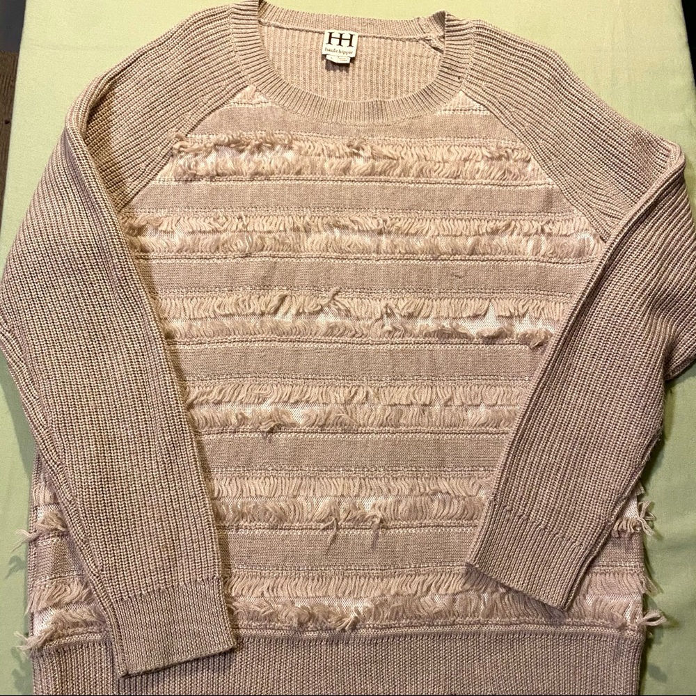 Haute Hippie Distressed Fringe Merino Wool Sweater